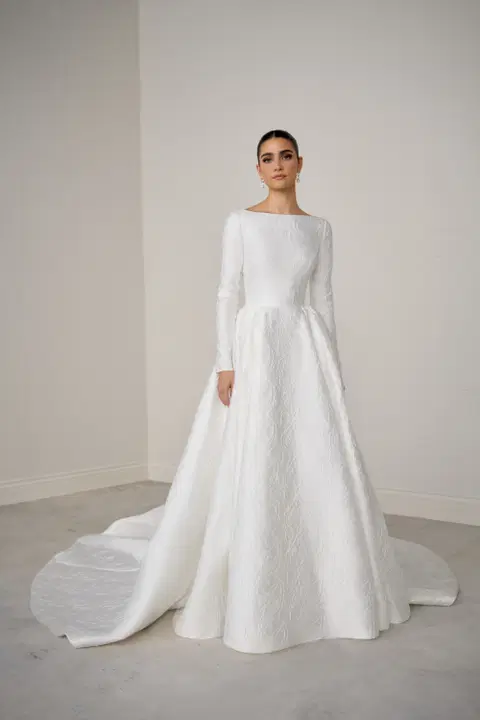 Calista wedding dress by Justin Alexander Signature, A-line, brocade