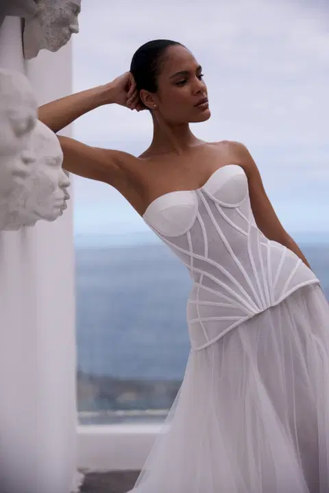Endless Surge corset wedding dress by Liretta, crepe