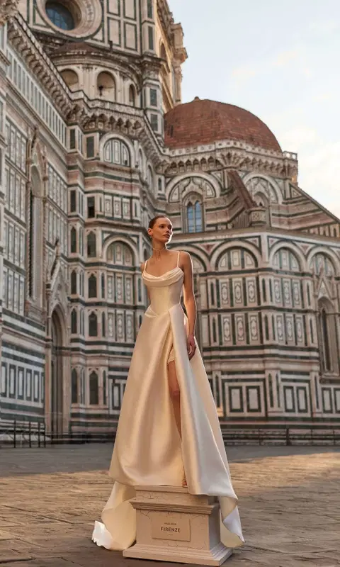 Almarose wedding dress by Milla Nova, A-line, mikado
