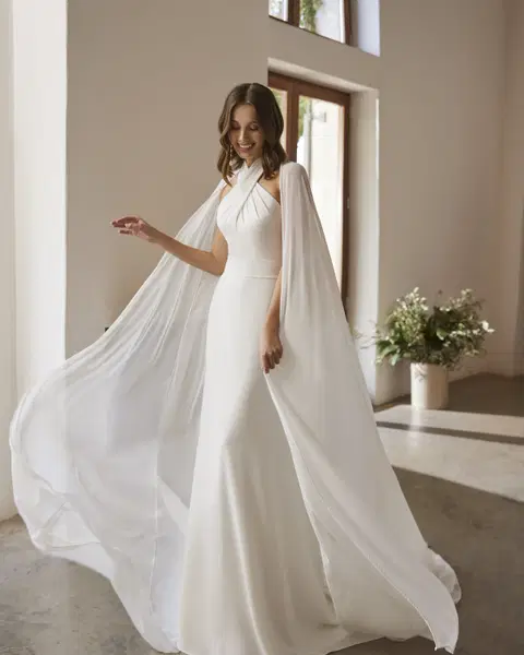 Narela wedding dress by Alma Novia, straight, crepe