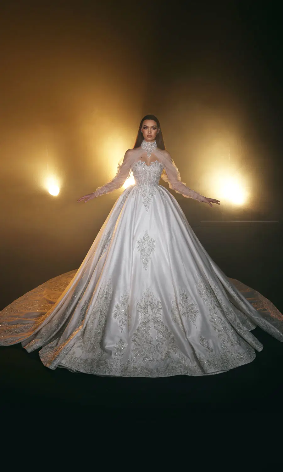 R 24-015 by Ricca Sposa: Ball Gown silhouette, sweetheart neckline, long sleeves, silk