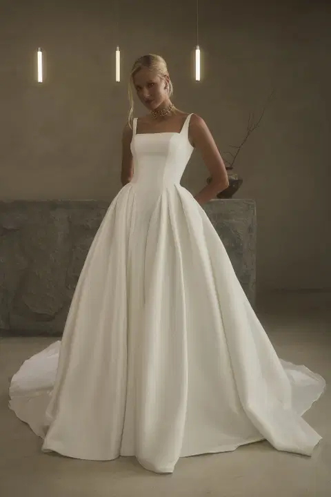 Style 2635 wedding dress by Casablanca Bridal, A-line, satin