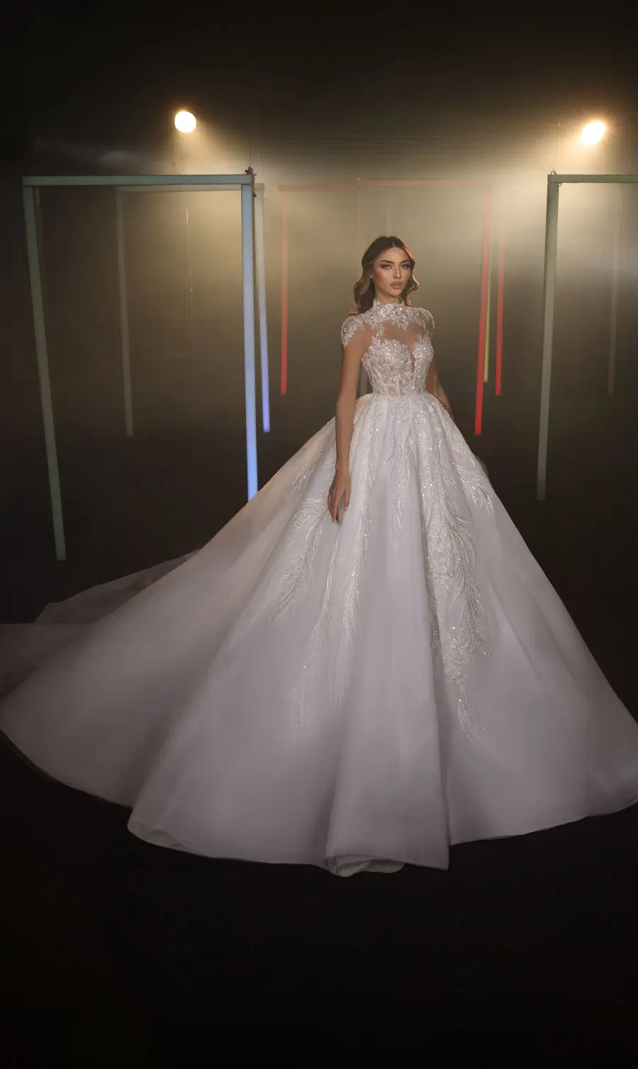 R 24-014 by Ricca Sposa: Ball Gown silhouette, illusion neckline, cap sleeves, tulle