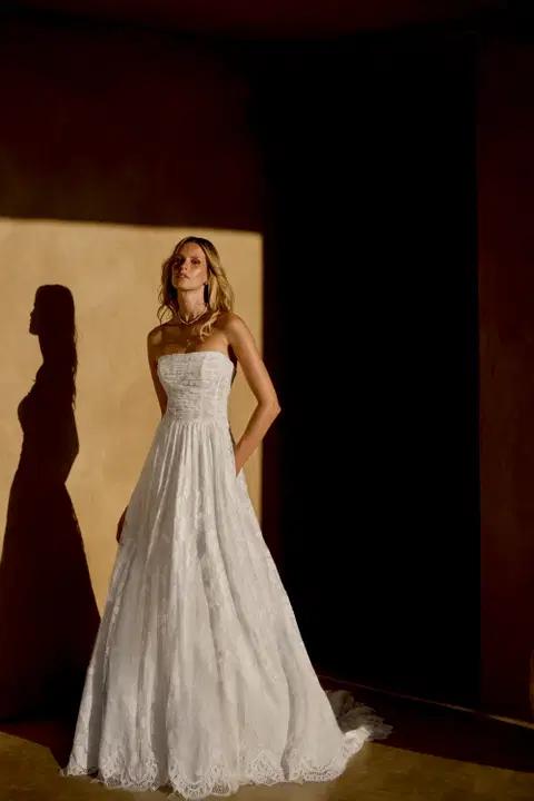 Style 66457 wedding dress by Lillian West, A-line, lace