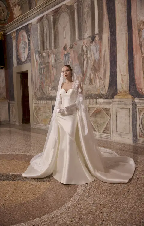 Agostina 63317 wedding dress by Veni Infantino, trumpet, satin