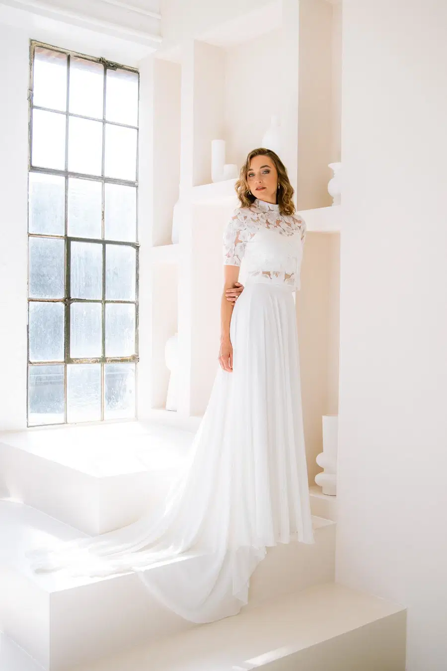 Rock Nemy by noni Selected: Two-Piece silhouette, chiffon, chapel train