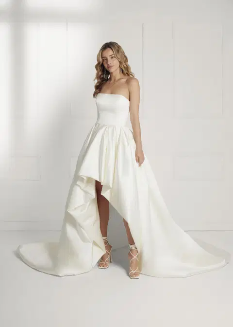 Yana wedding dress by Serravalle, high low, satin