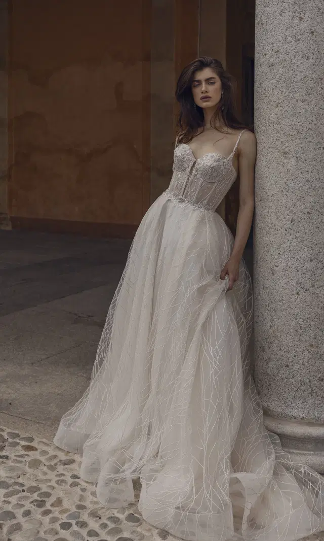 Anetta 24-006(2) by Love by Ricca Sposa: Ball Gown silhouette, V-neck neckline, sleeveless, tulle