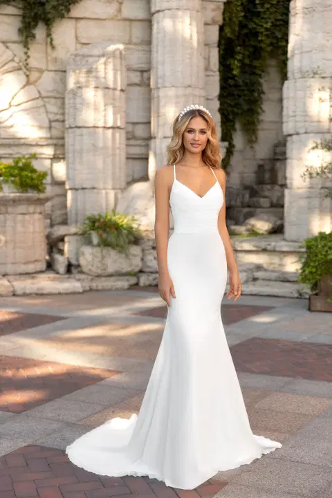 Style 1046 wedding dress by Angela Bianca, fit & flare, chiffon