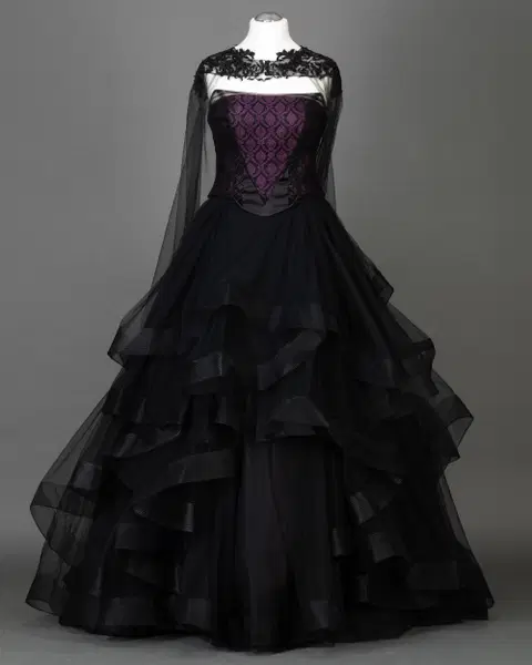 Black Pink Volon wedding dress by DarkDreamCouture