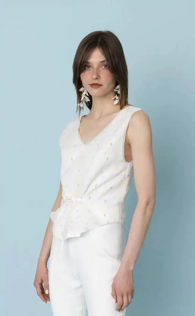 Candy Colored Top by Kisui: Pantsuit silhouette, V-neck neckline, sleeveless, polyester