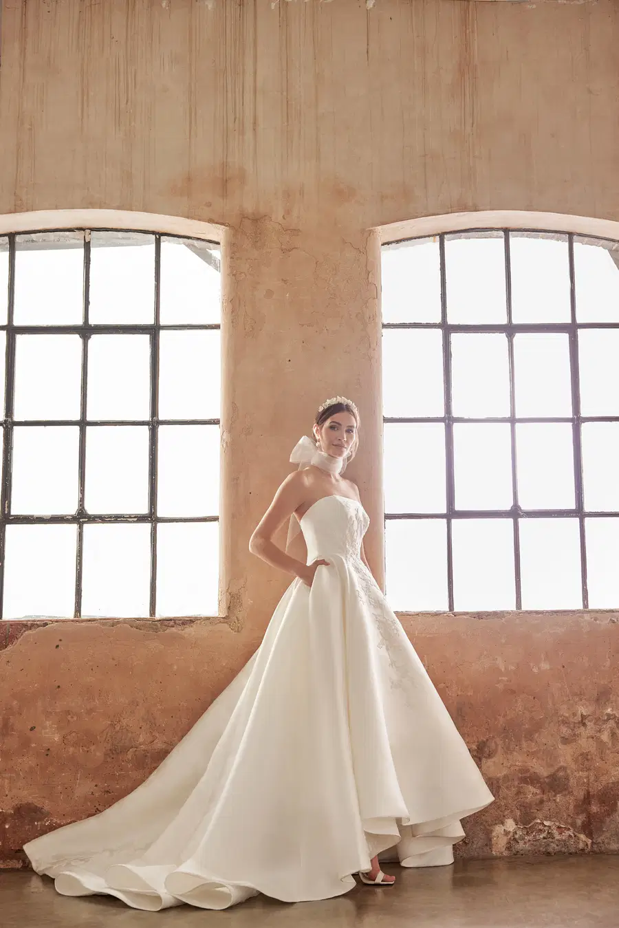 Audrey by Josephine Scott: A-Line silhouette, sleeveless, mikado