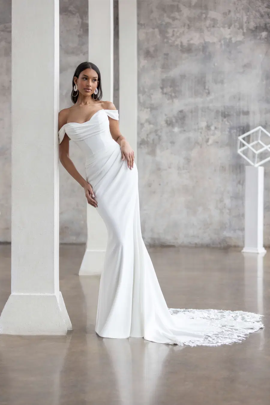 Fantastic by Jarice: Mermaid silhouette, off-shoulder neckline, crepe