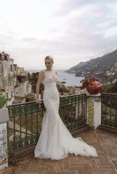 Silvia 24-004 wedding dress by Ricca Sposa, fit & flare, embroidery