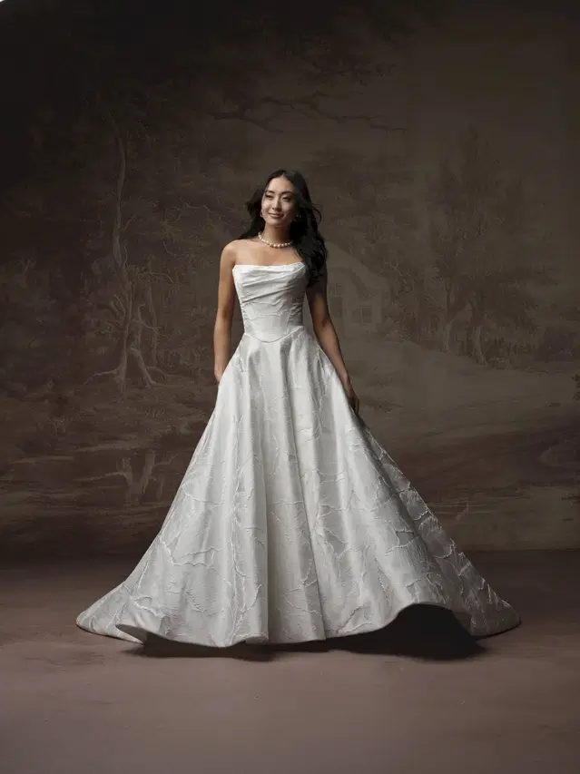 MORGANNA by Maggie Sottero: A-Line silhouette, cat eye neckline, satin