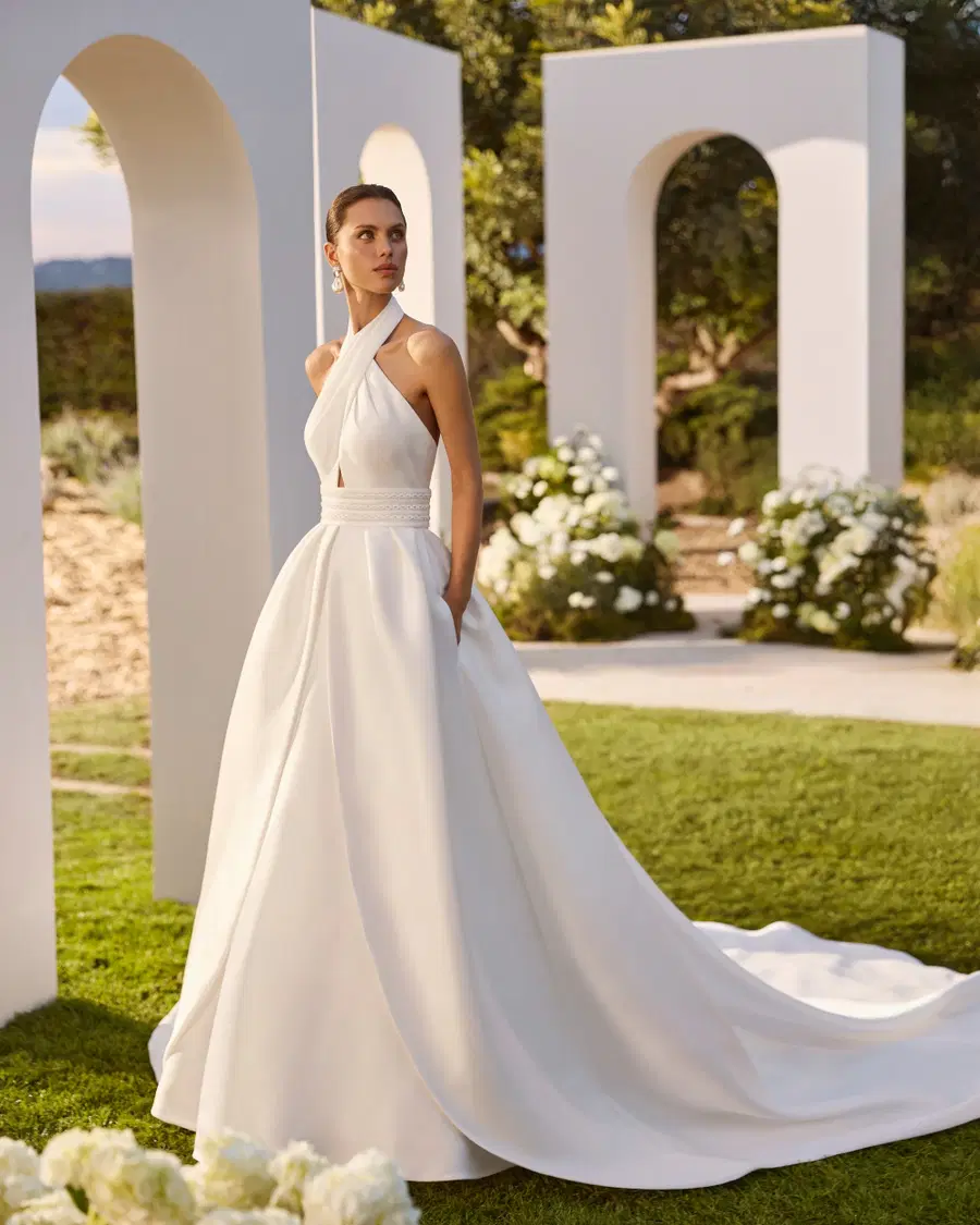 NOREL by Rosa Clara: A-Line silhouette, high / halter neckline, sleeveless, sienna