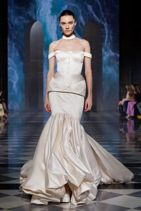 Lagertha wedding dress by Milla Nova, mermaid, satin