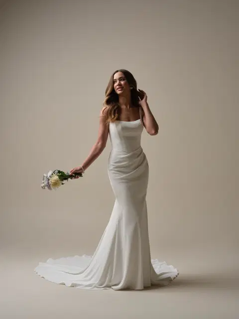 Olivianna Lane wedding dress by Rebecca Ingram, mermaid, crepe