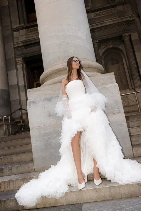 Banks wedding dress by MWL Bride, high low, tulle