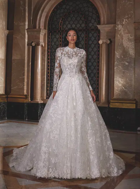 Style DP539 wedding dress by Demetrios, ball gown, lace