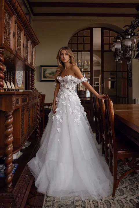 Alyssa wedding dress by Tina Valerdi, ball gown, tulle