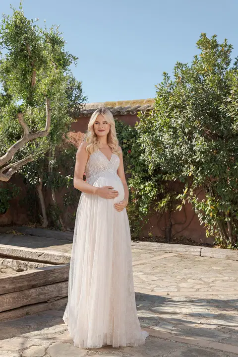Style DTS501 wedding dress by Duett, empire, tulle
