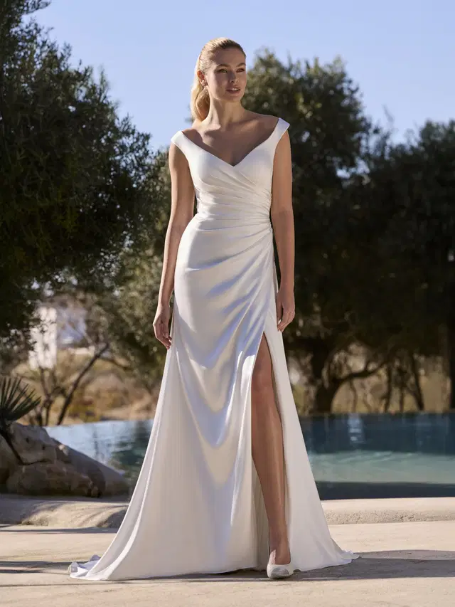 CLIANTHUS by Ladybird: Mermaid silhouette, V-neck neckline, sleeveless, satin