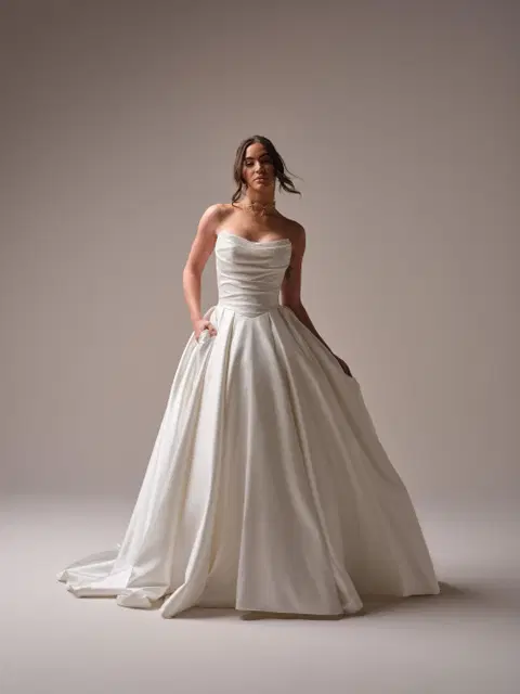 Maureen wedding dress by Maggie Sottero, A-line, satin