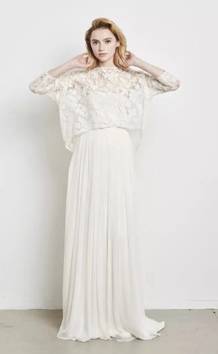 Zweiteiler Edisa + Nuria by Kisui: A-Line silhouette, boat neck neckline, three-quarter sleeves, lace