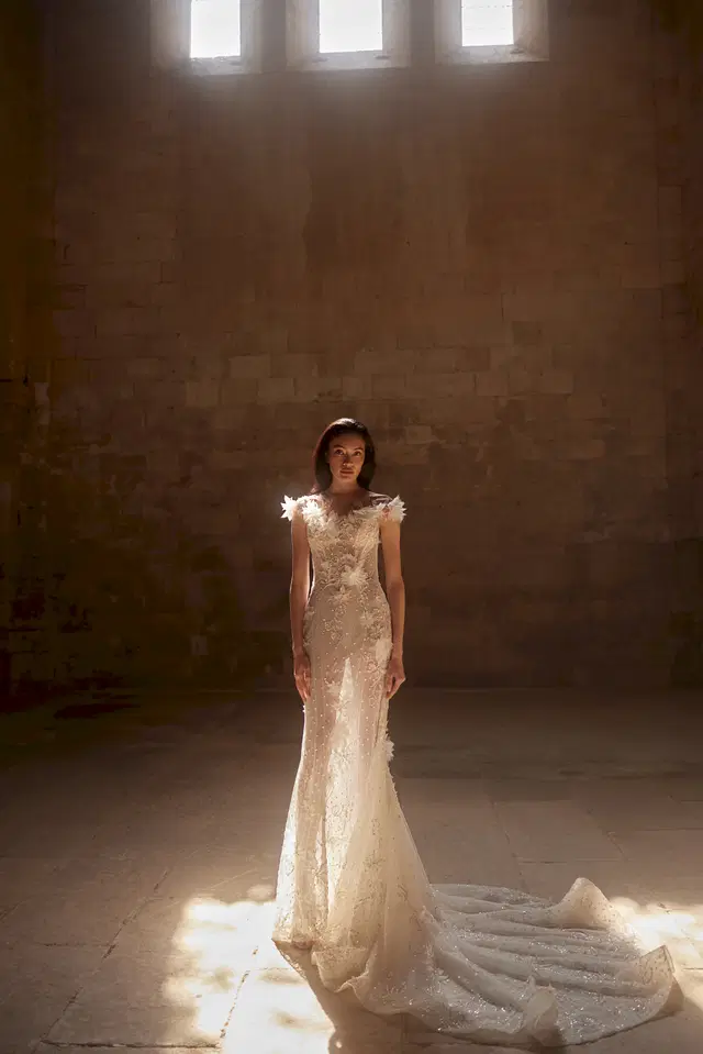 Gina Manes by Innocentia Divina: Fit & Flare silhouette, scoop neckline, sleeveless, lace