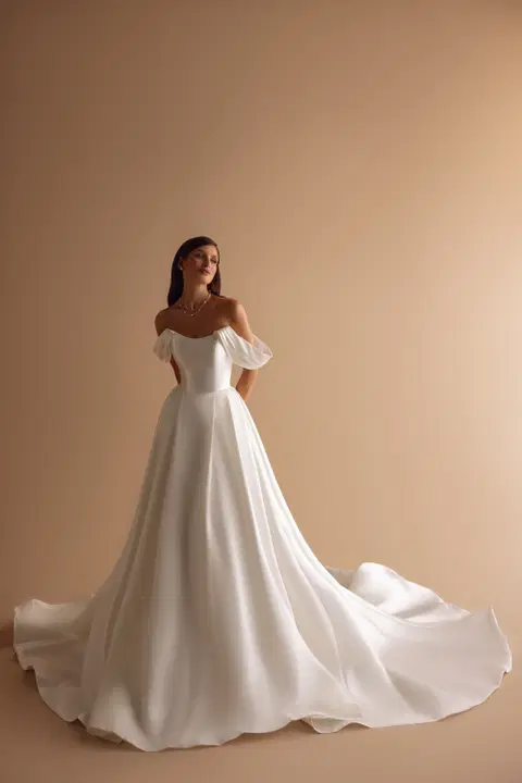 Leilani wedding dress by Ella Novia, ball gown, satin