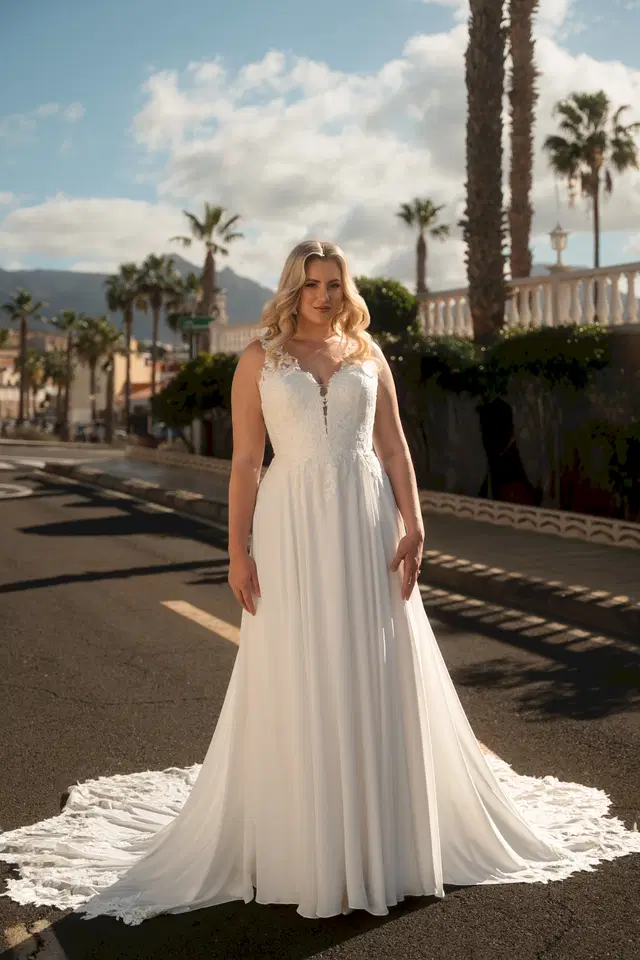 90710 by Diane Legrand: A-Line silhouette, V-neck neckline, chiffon