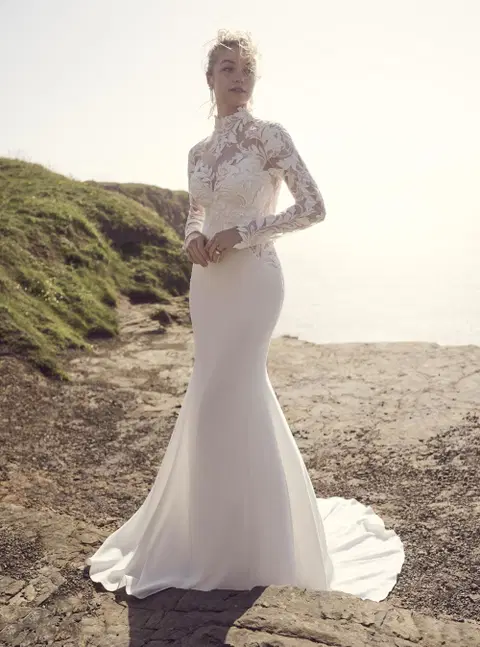 Dionne wedding dress by Rebecca Ingram, mermaid, crepe