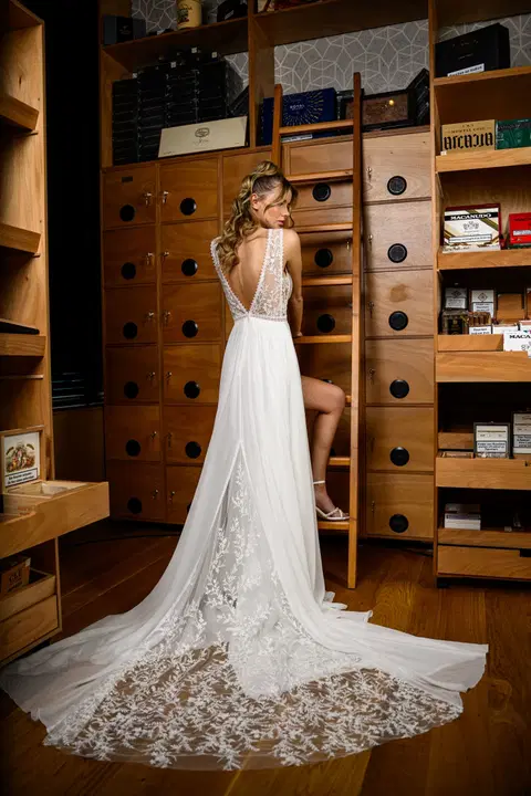 Eliana wedding dress by Malee, A-line, chiffon