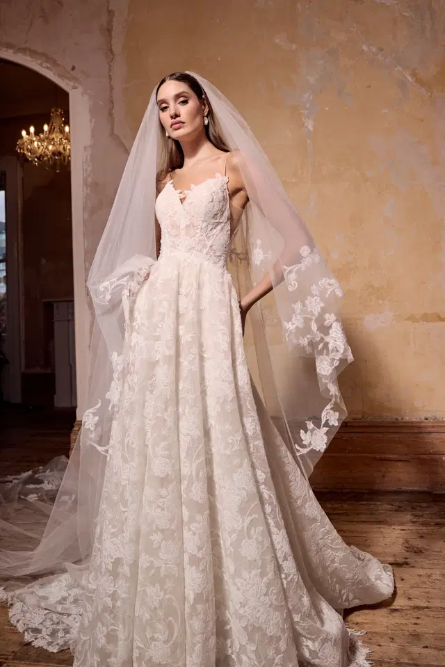 Ava by Josephine Scott: A-Line silhouette, sweetheart neckline, sleeveless, lace
