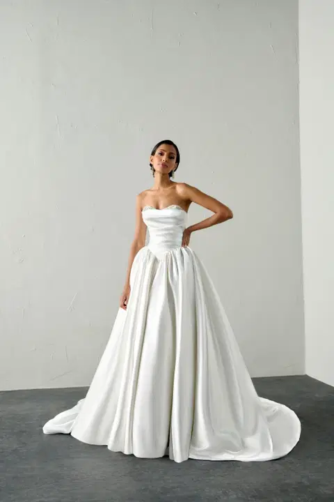 Echo wedding dress by Justin Alexander Signature, ball gown, satin