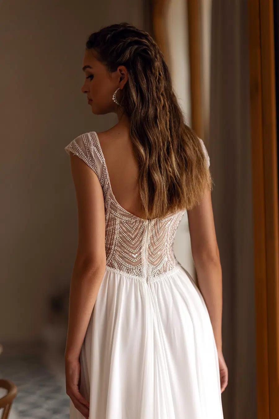 Lucia by Tina Valerdi: Trumpet silhouette, scoop neckline, cap sleeves, tulle