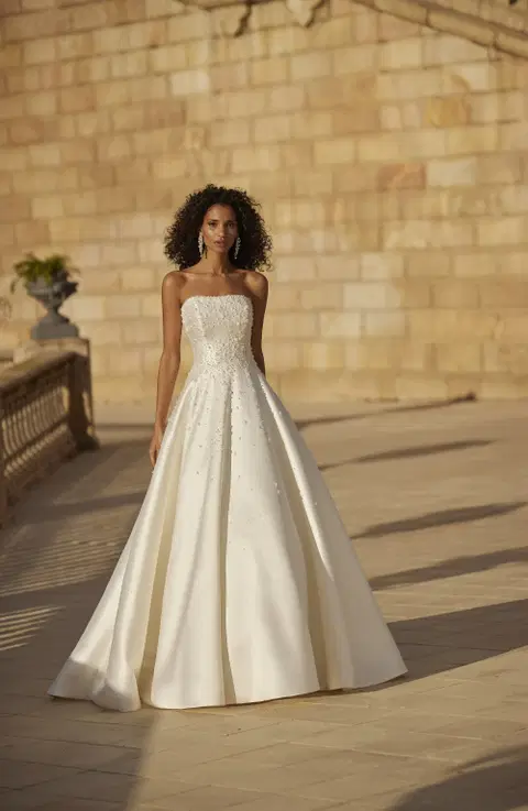 Holiday wedding dress by Veni Infantino, ball gown, mikado