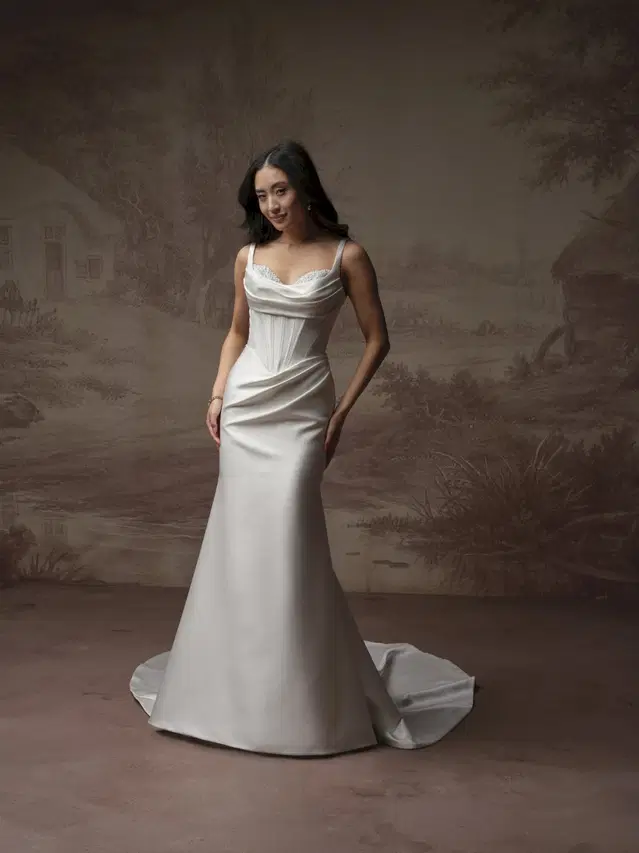 MELISSA MARIE by Maggie Sottero: A-Line silhouette, V-neck neckline, satin