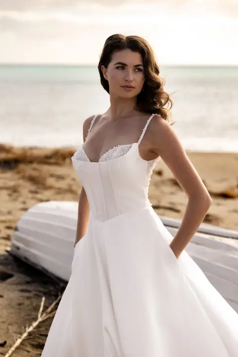 Deborha wedding dress by Amo & Luv, A-line, satin