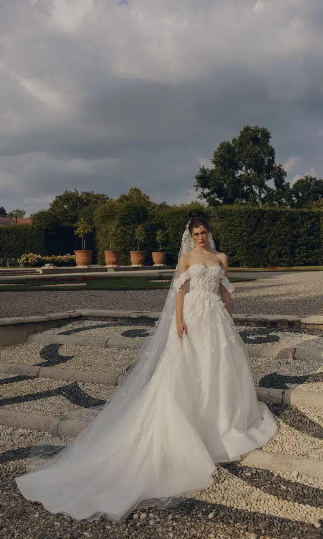 Sara 24-002(2) by Love by Ricca Sposa: Ball Gown silhouette, sweetheart neckline, tulle, cathedral train