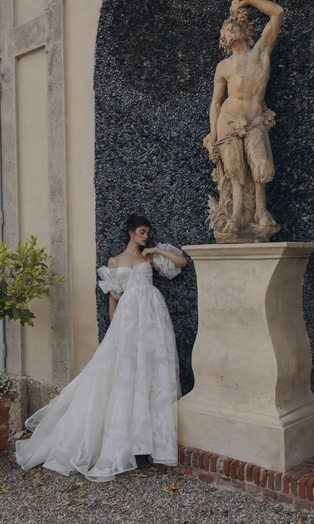 Giorgia 24-010(2) by Love by Ricca Sposa: Ball Gown silhouette, sweetheart neckline, puff sleeves, organza