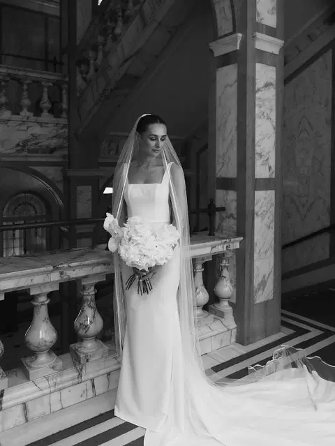 Hunter wedding dress by MWL Bride, straight, satin