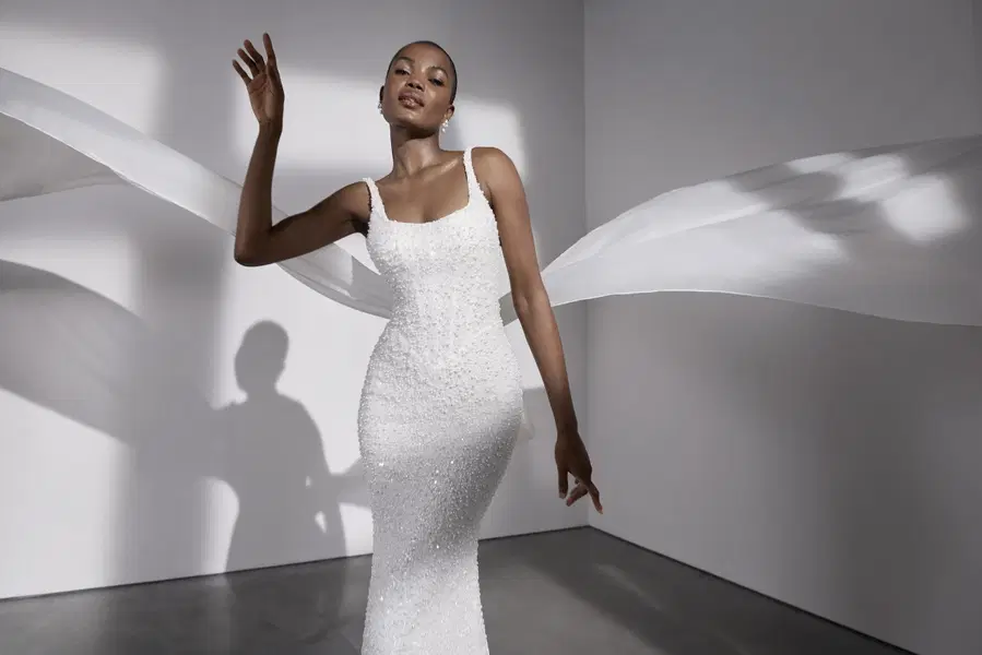 Marlyebone by Avenue by Josephine Scott: Mermaid silhouette, square neckline, sleeveless, sequins