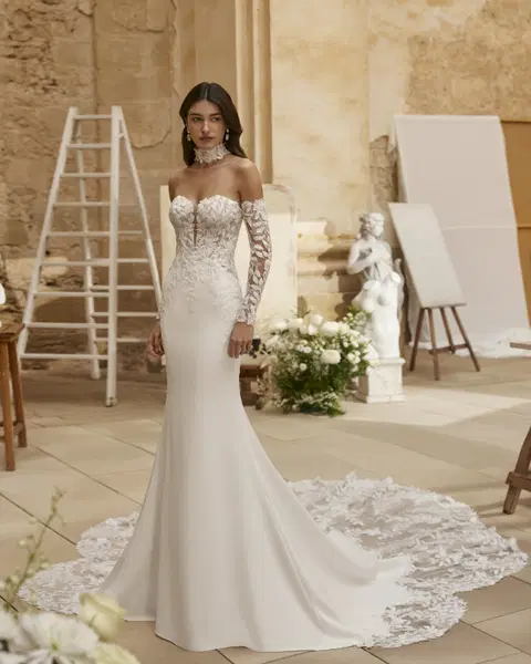 Mariela wedding dress by Aire Barcelona, mermaid, lace