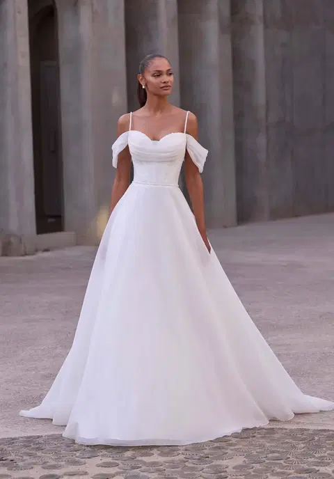 Helene wedding dress by Mori Lee, A-line, chiffon
