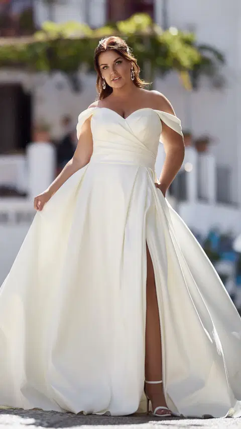 Style ME26304 wedding dress by Miss Emily by Très Chic, A-line, mikado