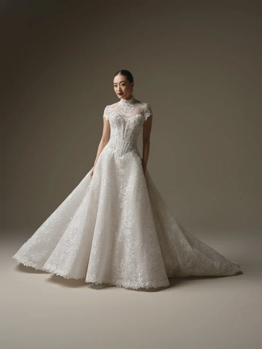 Angelica by Sottero & Midgley: A-Line silhouette, sweetheart neckline, lace