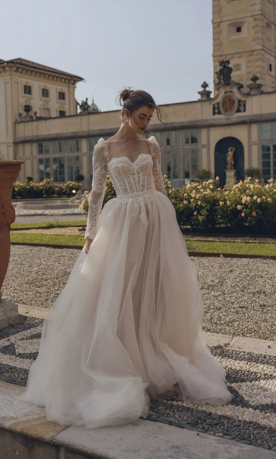 Amalia 24-003(2) by Love by Ricca Sposa: Ball Gown silhouette, sweetheart neckline, long sleeves, lace