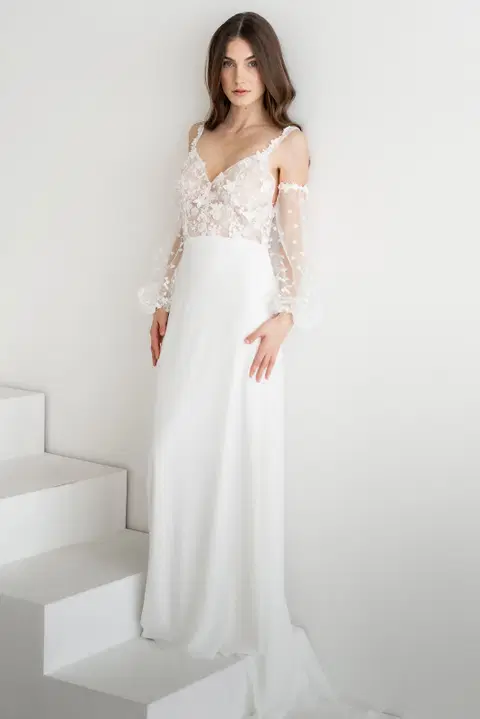 Alena wedding dress by Esther Hofmann, straight, chiffon